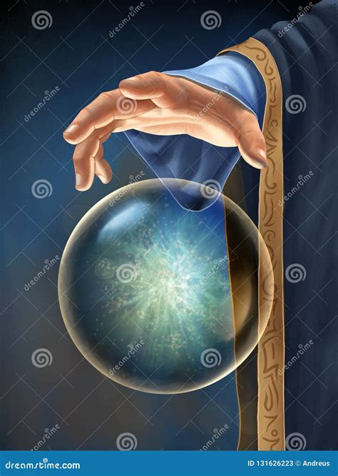 Wizard`s Hand Interacting With A Floating Magical Orb Royalty Free