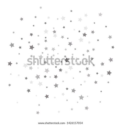 Random Falling Silver Stars On White Stock Vector Royalty Free