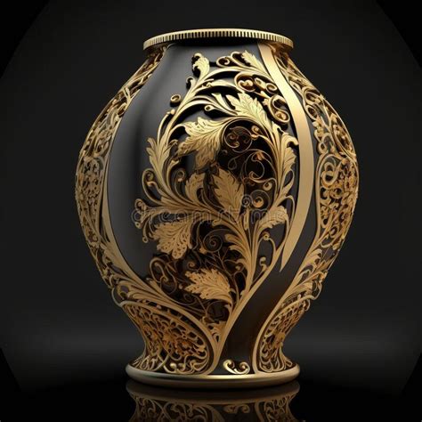 Gold Filigree Inlaid Vase Generative Ai Stock Illustration