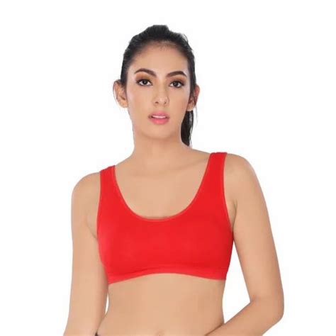 Plain Cotton Blend Ladies Red Sports Bra At Rs 70 Piece In New Delhi