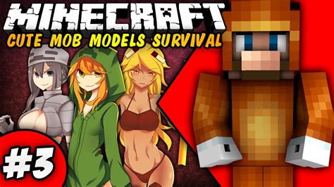 MINECRAFT Cute Mob Models Modded Survival Episode 3 Minecraft Let