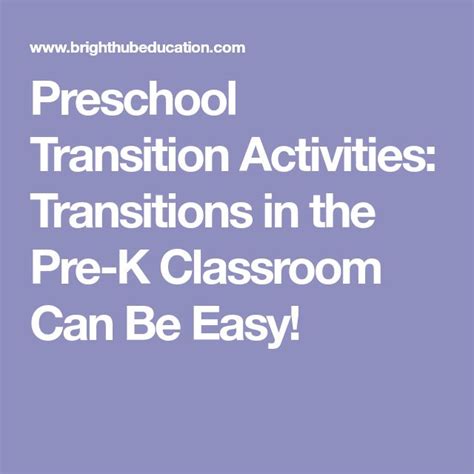 Preschool Transition Activities Transitions In The Pre K Classroom Can