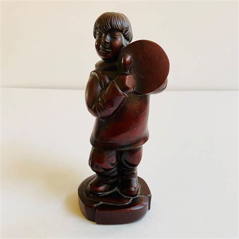 Boma Canada Mcphee Drumming Inuit Boy Eskimo Sculpture Signed Boma Tom Mcphee Resin Repro Etsy