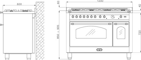 Piano de cuisson Dolce Vita 120 cm 2 fours Noir Laiton Gaz Céramique