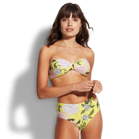 Seafolly Boheme Wide Side Retro Bikini Bottoms In Lime Light