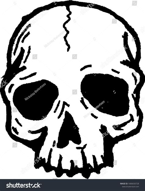 Vector Black White Human Skull Handdrawn Stock Vector Royalty Free 1680650728 Shutterstock