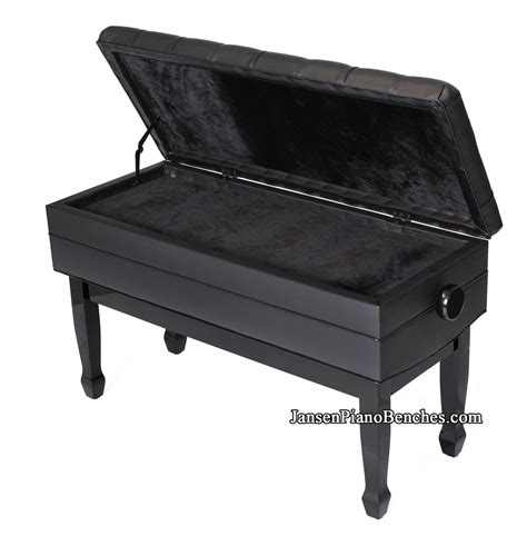 Black High Polish Duet Artist Bench With Music Storage Jansen Piano