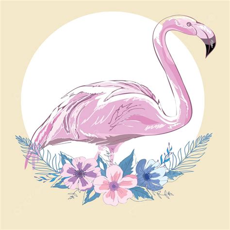 Ilustração Vetorial De Flamingo Rosa Vida Selvagem Verde Isolada Vetor