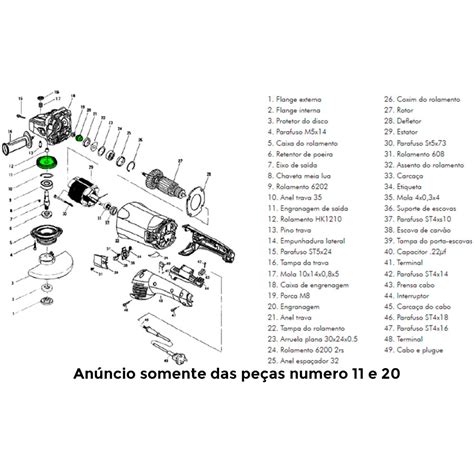 Kit Engrenagem Pinhão P Esmerilhadeira Angular G1914 Gamma Rocfer