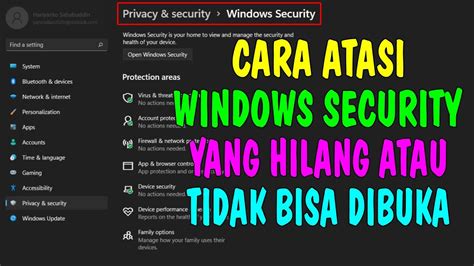 Cara Atasi Windows Security Yang Hilang Atau Tidak Bisa Dibuka YouTube