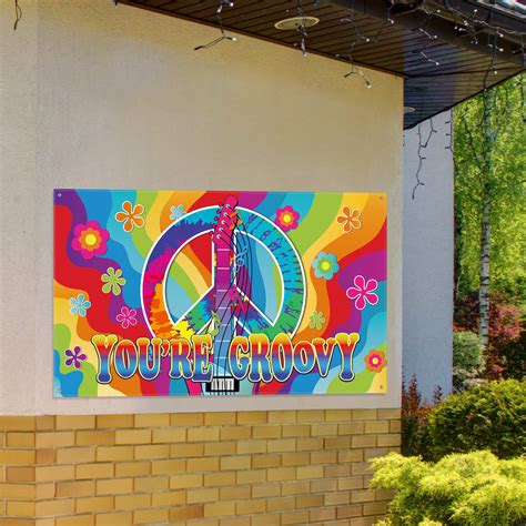 S Party Decorations Hippie Groovy Backdrop S Party Sign Scene