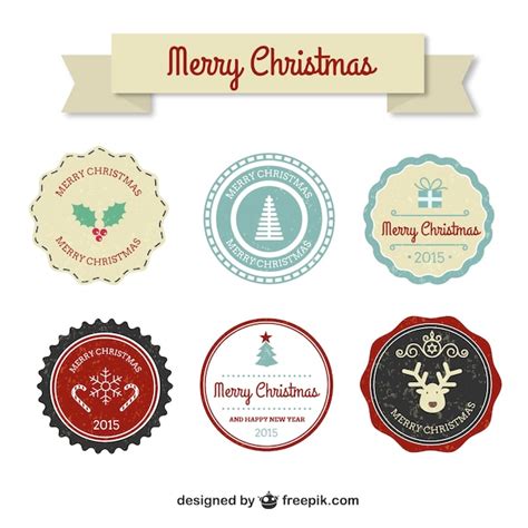 Premium Vector | Colorful vintage christmas badges