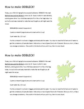 Oobleck Recipe Pdf Bryont Blog