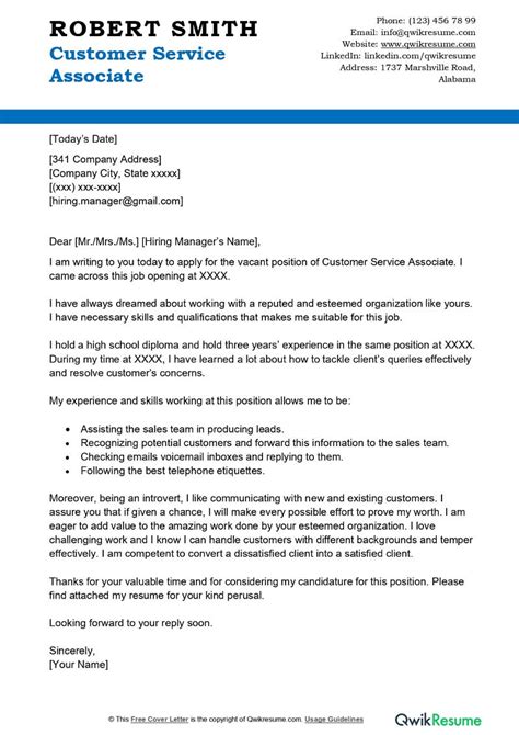 Customer Service Professional Cover Letter Examples Qwikresume