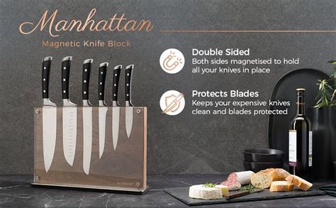 Manhattan Double Sided Magnetic Knife Block - Walnut - Baie Maison