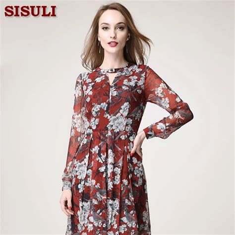 Aliexpress.com : Buy Women Silk Crepe Dress 2803 100%Pure Silk Women Floral Printed Silk Dress ...