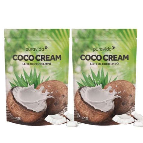 Kit 2 Coco Cream Leite Cremoso Em Pó Vegano Sem Açúcar Puravida SOU