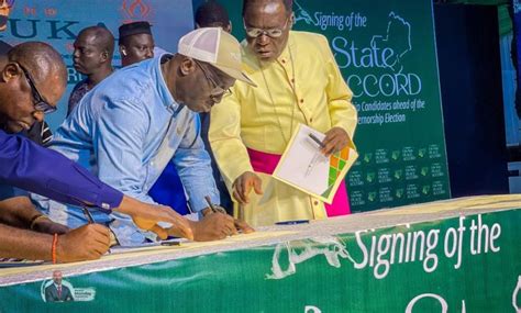 Breaking Edo State Apc Guber Candidate Okpebholo Signs Peace