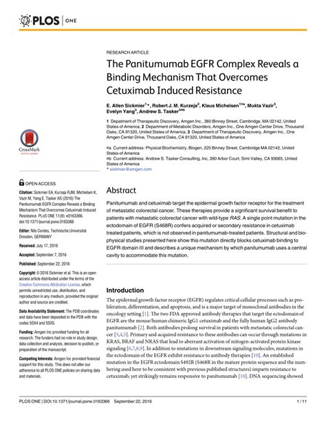 (PDF) The Panitumumab EGFR Complex Reveals a Binding Mechanism That ...