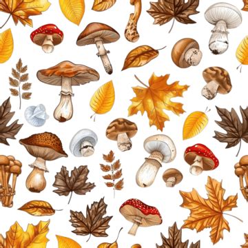 Autumn Seamless Pattern With Mushrooms Vector Autumn Autumn Pattern