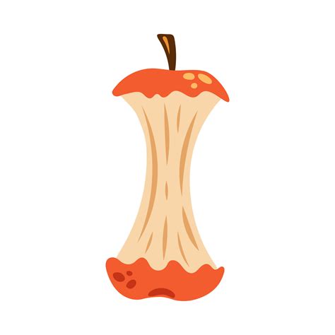 Vector Red Apple Core Cute Apple Core In Flat Design Colorful Fruit