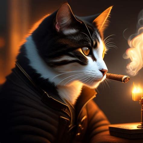 Urban Shrew502 Cat Smoking A Cigar With Whiskie