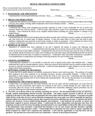 18 Free Dental Patient Consent Forms Word PDF