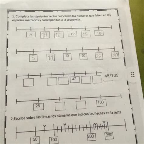 Completa Las Siguientes Rectas Colocando Los N Meros Que Falten En