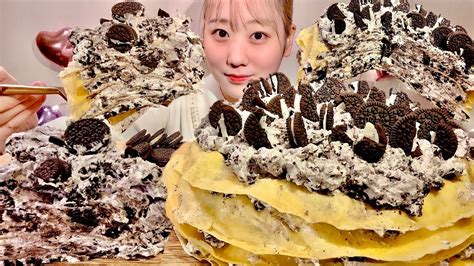 ASMR Oreo Crepe CakeMukbang Eating SoundsEnglish Subtitles YouTube