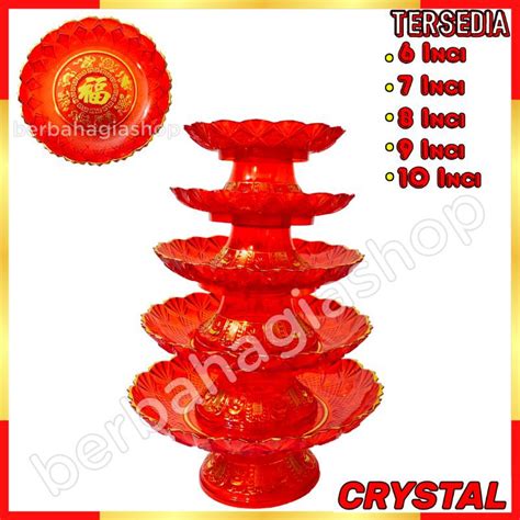 Jual Piring Buah Persembahan Sembahyang Puja Altar Merah Kristal Impor