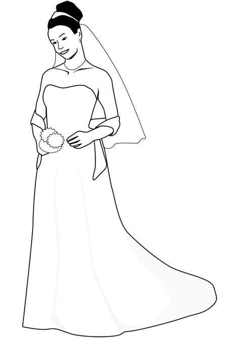 Noiva Para Colorir Páginas Esboço Esboço Desenho Vetor PNG Desenho De