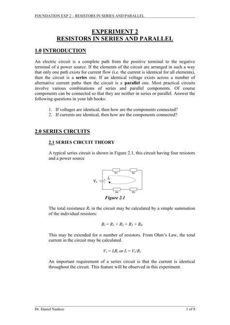 Series Parallel Circuit Experiment Conclusion Wiring Diagram And