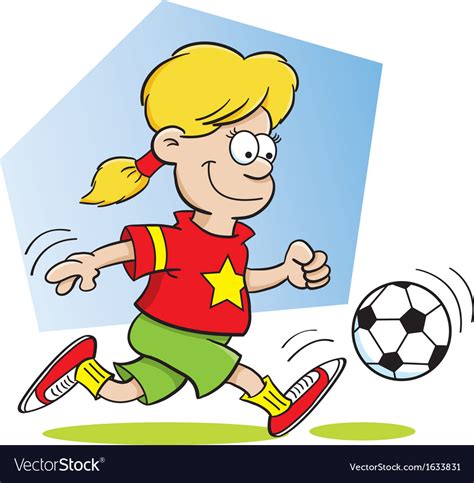 Cartoon girl playing soccer Royalty Free Vector Image