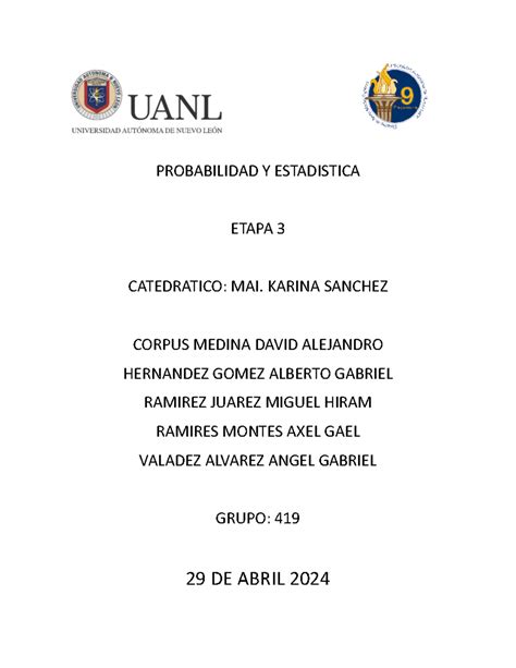 Etapa Pye Probabilidad Y Estad Stica Probabilidad Y Estadistica