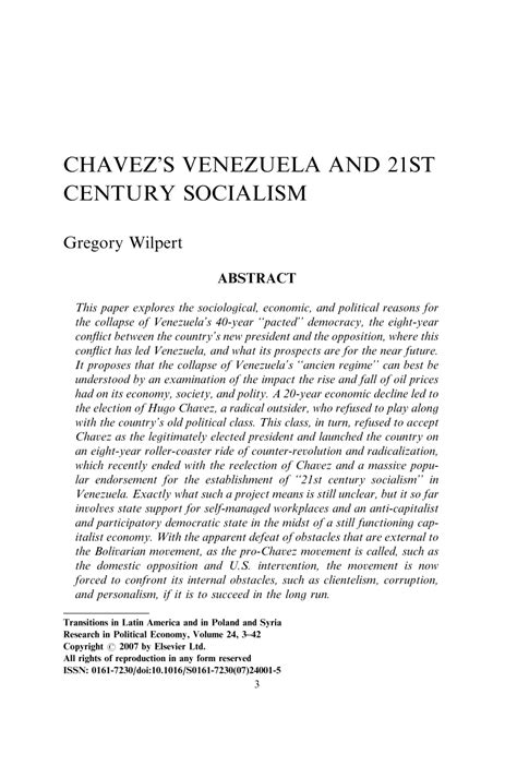 (PDF) Chavez's Venezuela and 21st Century Socialism