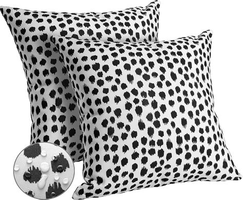 Allorry Outdoor Pillow Covers 18x18 Set Of 2 Black Polka