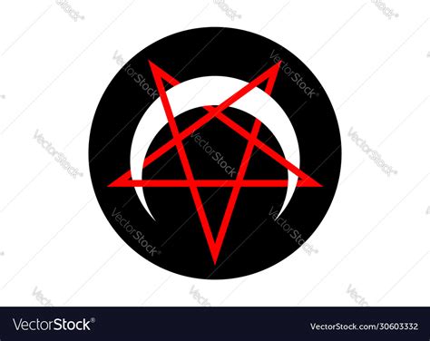 Reversed Or Inverted Pentagram With Crescent Moon Vector Image