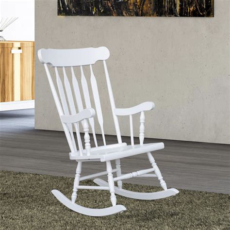 Homcom Wooden Traditional Slat Wood Rocking Chair Indoor Porch