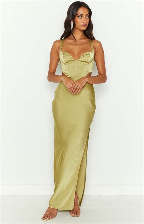 Sarah Green Corset Formal Maxi Dress Beginning Boutique