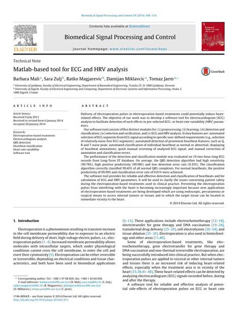 PDF Biomedical Signal Processing And Controllbk Electroporation Net