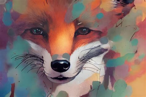 Premium Photo | Red fox face color illustration