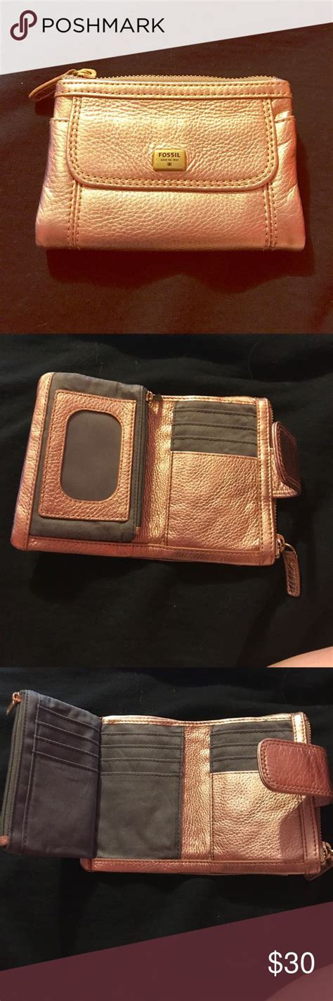 Fossil Rose Gold Trifold Wallet Trifold Wallet Wallet Fossil Bags