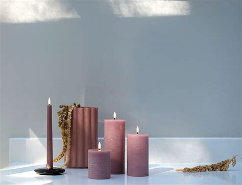 Uyuni LED Taper Candle Bougies Dusty Rose Smooth 2 3x25 Cm