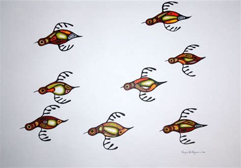 Birds Migrating Acrylic On Heavy Art Paper By Goyce Kakegamic