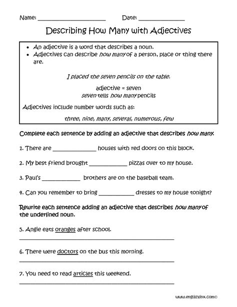 Common And Proper Adjectives Worksheets