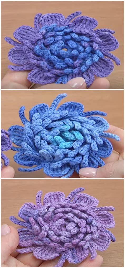 Crochet Beautiful Flower With 3D Petals We Love Crochet