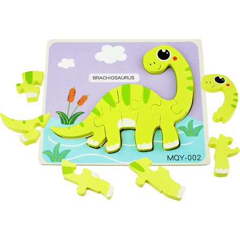 Drewniana Kolorowa Uk Adanka Puzzle Dinozaury Brachiosaurus