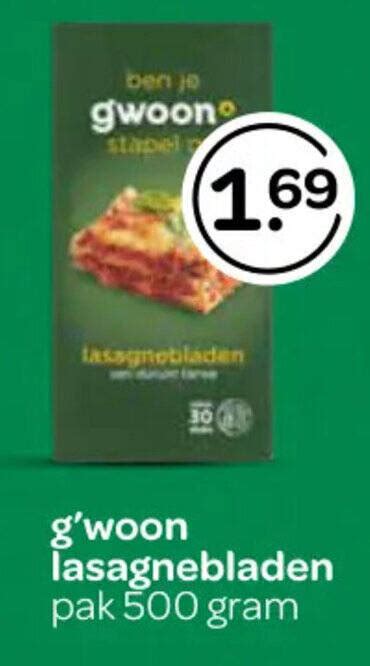 G Woon Lasagnebladen Pak 500 Gram Aanbieding Bij Spar