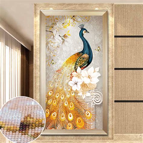 Colorful Peacock 3D Wall Art Diamond DOT Painting Living Room Decoration - Diamond DOT Painting ...