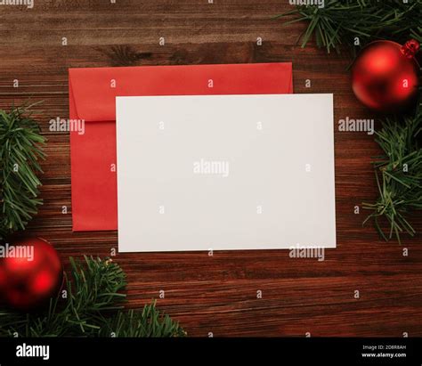 Merry christmas greeting card and envelope mockup template Stock Photo ...